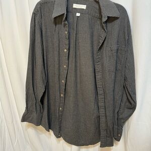 Geoffrey Beene Black and Gray Casual Button Down Shirt
